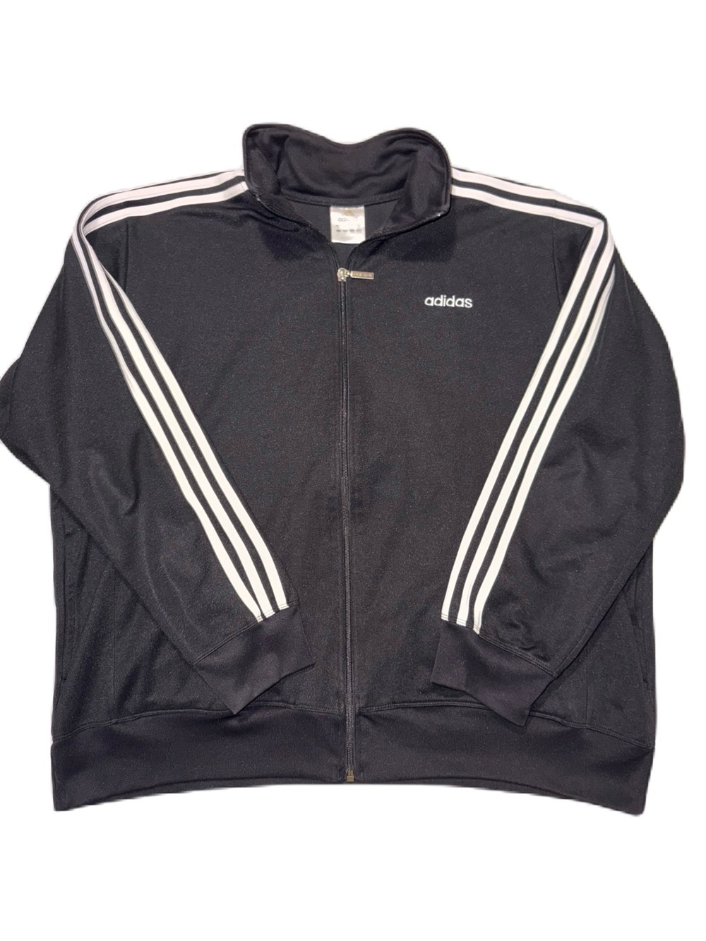 Vintage Adidas XL Track Jacket Black White Essential 3-Stripe Men Y2K